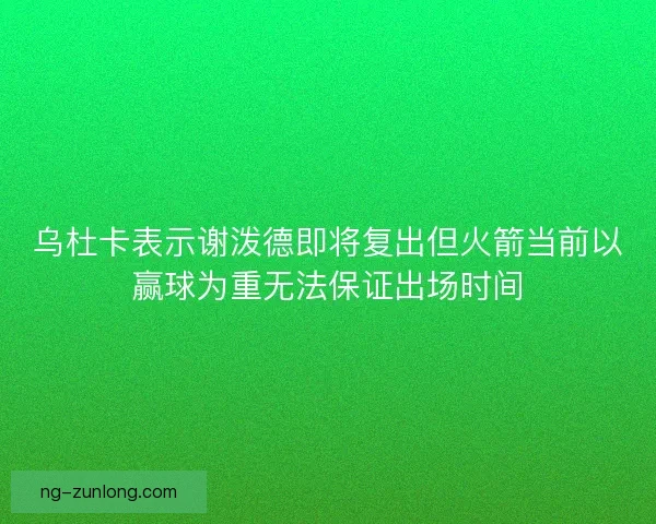 乌杜卡表示谢泼德即将复出但火箭当前以赢球为重无法保证出场时间